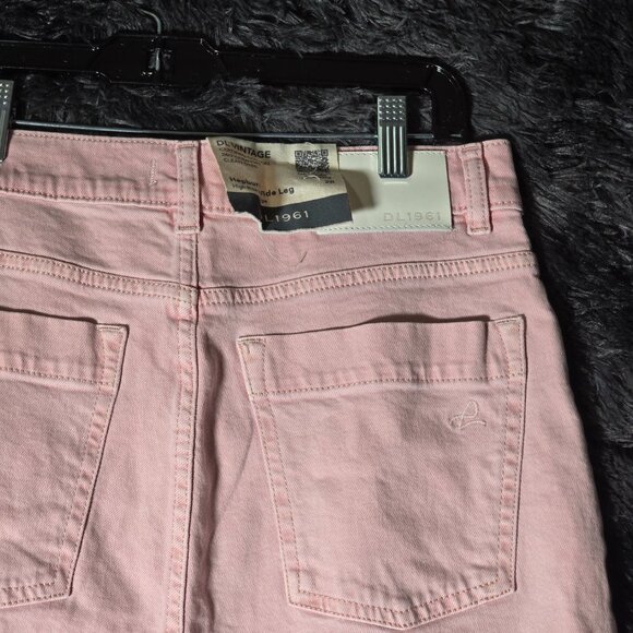 DL1961 Hepburn High Rise Wide Leg Jeans Womens 28 Pink Raw Hem NWT $209 retail - Picture 6 of 9